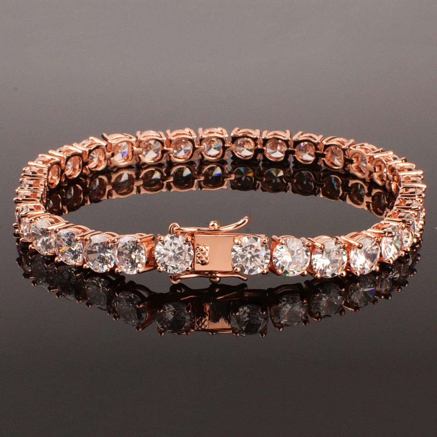 Tennis Chain Bracelet with Copper & Zircon | Trendy Single Row Hip Hop Jewelry | Caratix Jewelry - CaratixJewelry